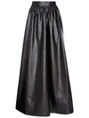 TINA VEGAN LEATHER GOWN SKIRT-Black-ALICE + OLIVIA