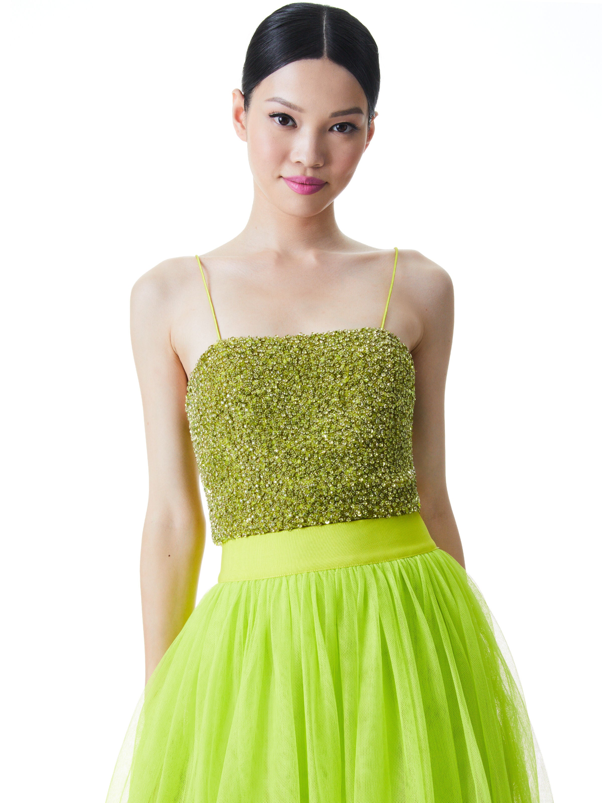 CERESI SEQUIN CROP TOP-DEEP RUBY-ALICE + OLIVIA