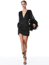 JOETTE ROBE COURTE MANCHES BORDÉES DE PLUMES-ALICE + OLIVIA