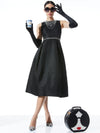 CHERRA PEARL NECK MIDI DRESS-Black-ALICE + OLIVIA