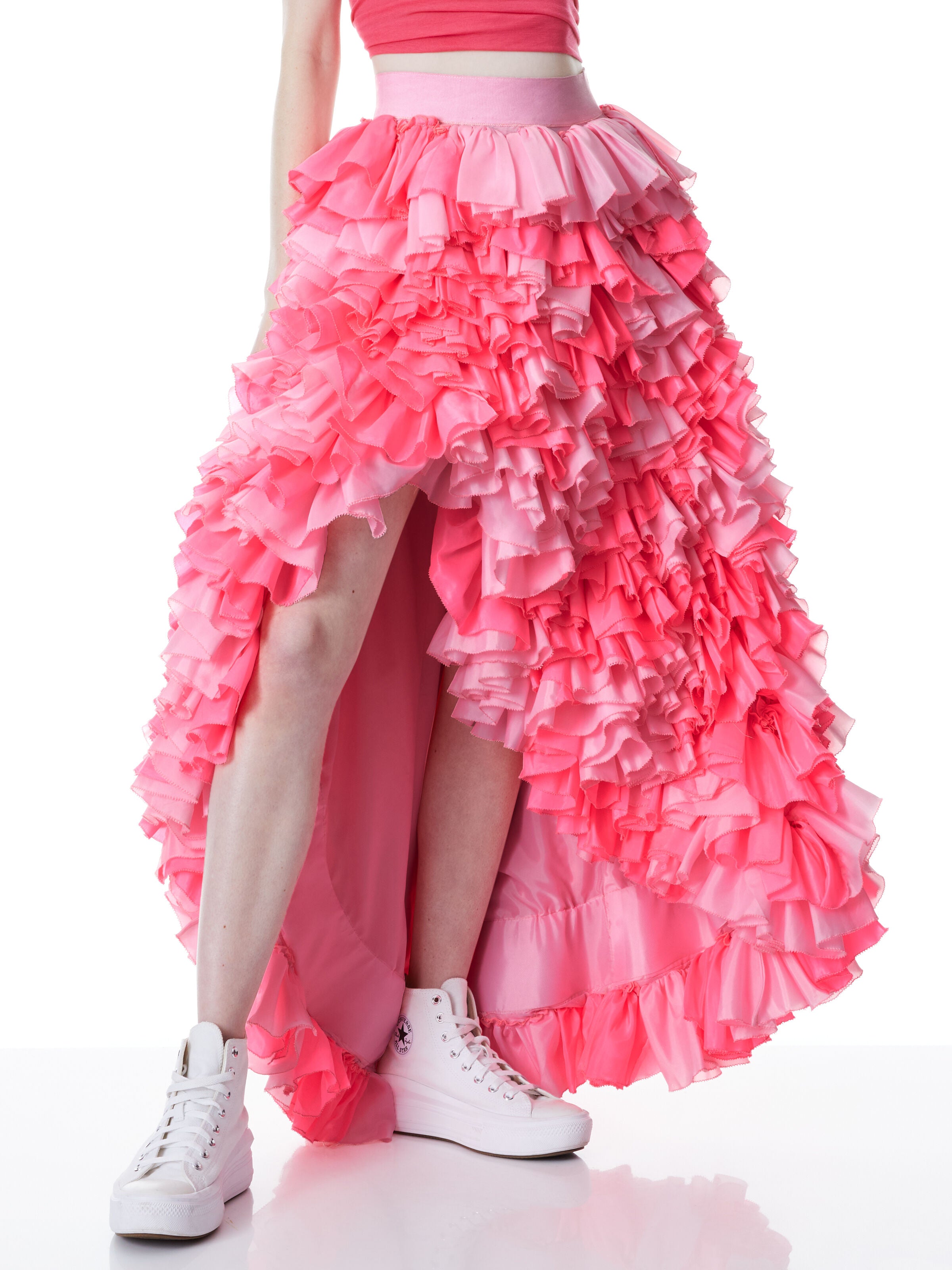 INARA RUFFLE GOWN SKIRT-PETAL/FLAMINGO-ALICE + OLIVIA