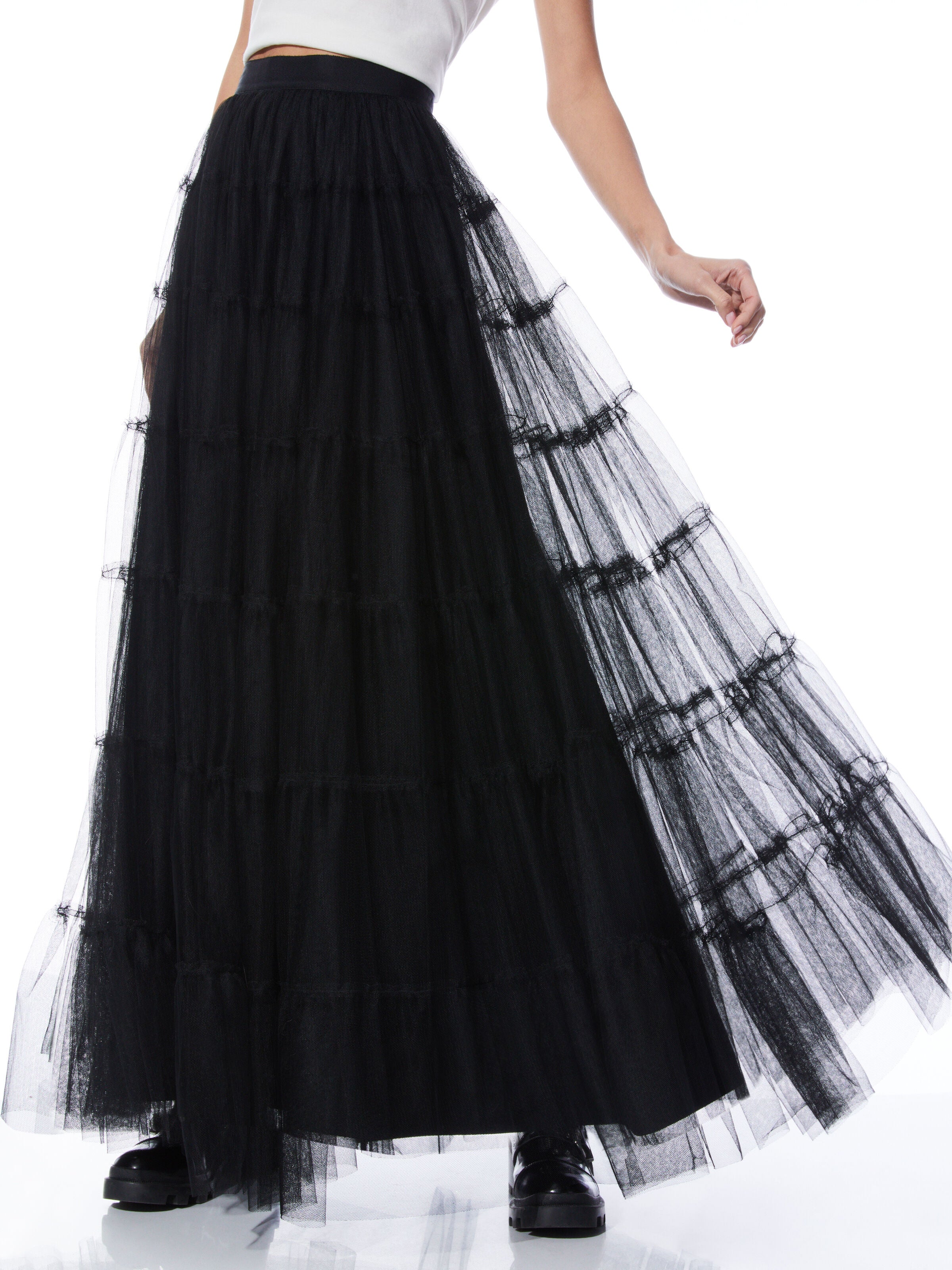 DARCY TULLE MAXI SKIRT-Black-ALICE + OLIVIA