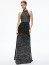 ROBE LONGUE À ENCOLURE HALTER ORNÉE JAEL-ALICE + OLIVIA