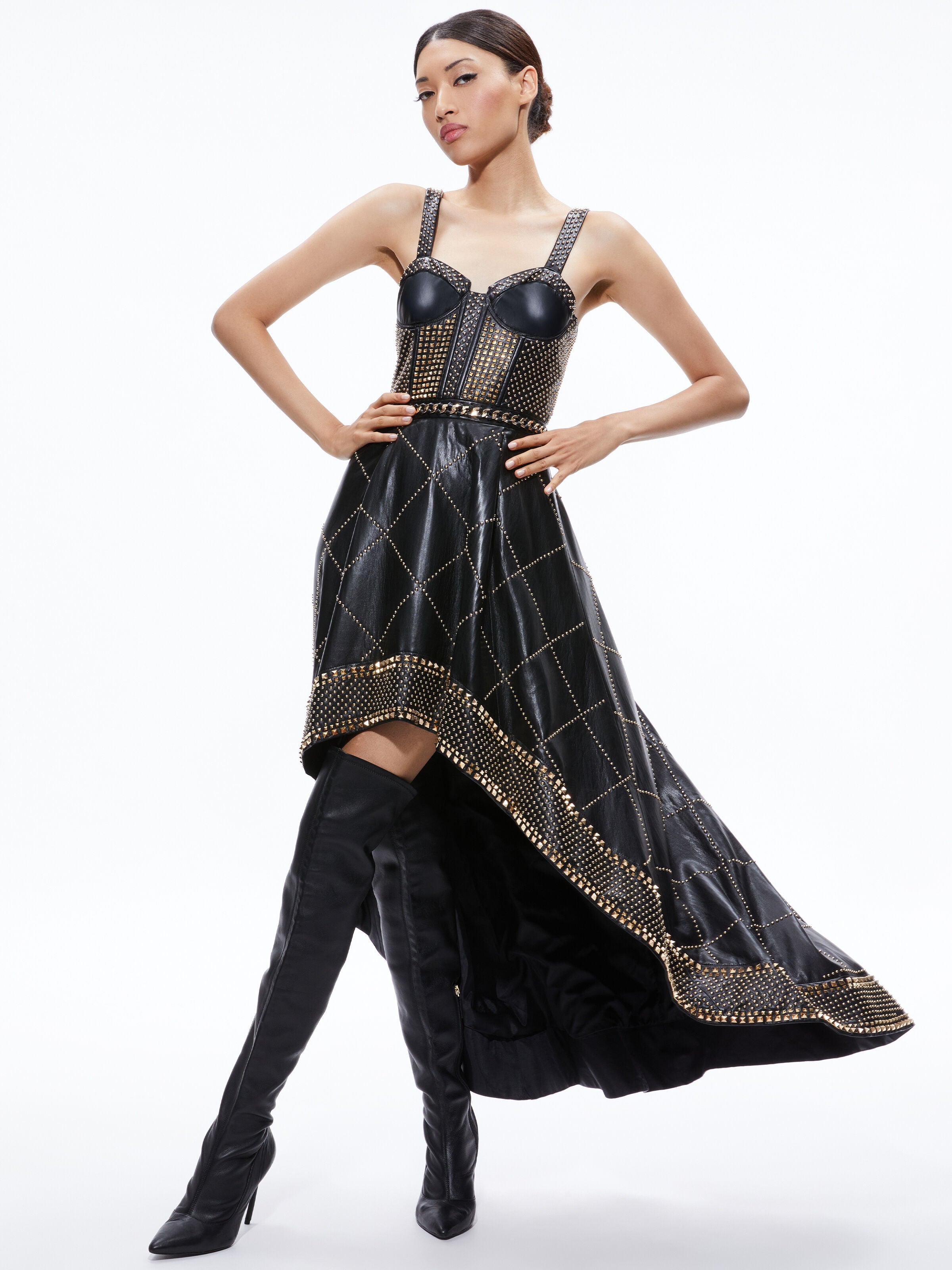 ABITO A CORSETTO IN PELLE VEGAN CON BORCHIE JERLENE-ALICE + OLIVIA