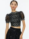 KRISTINA TOP CROP A MANICHE A SBUFFO CON DECORAZIONI-ALICE + OLIVIA