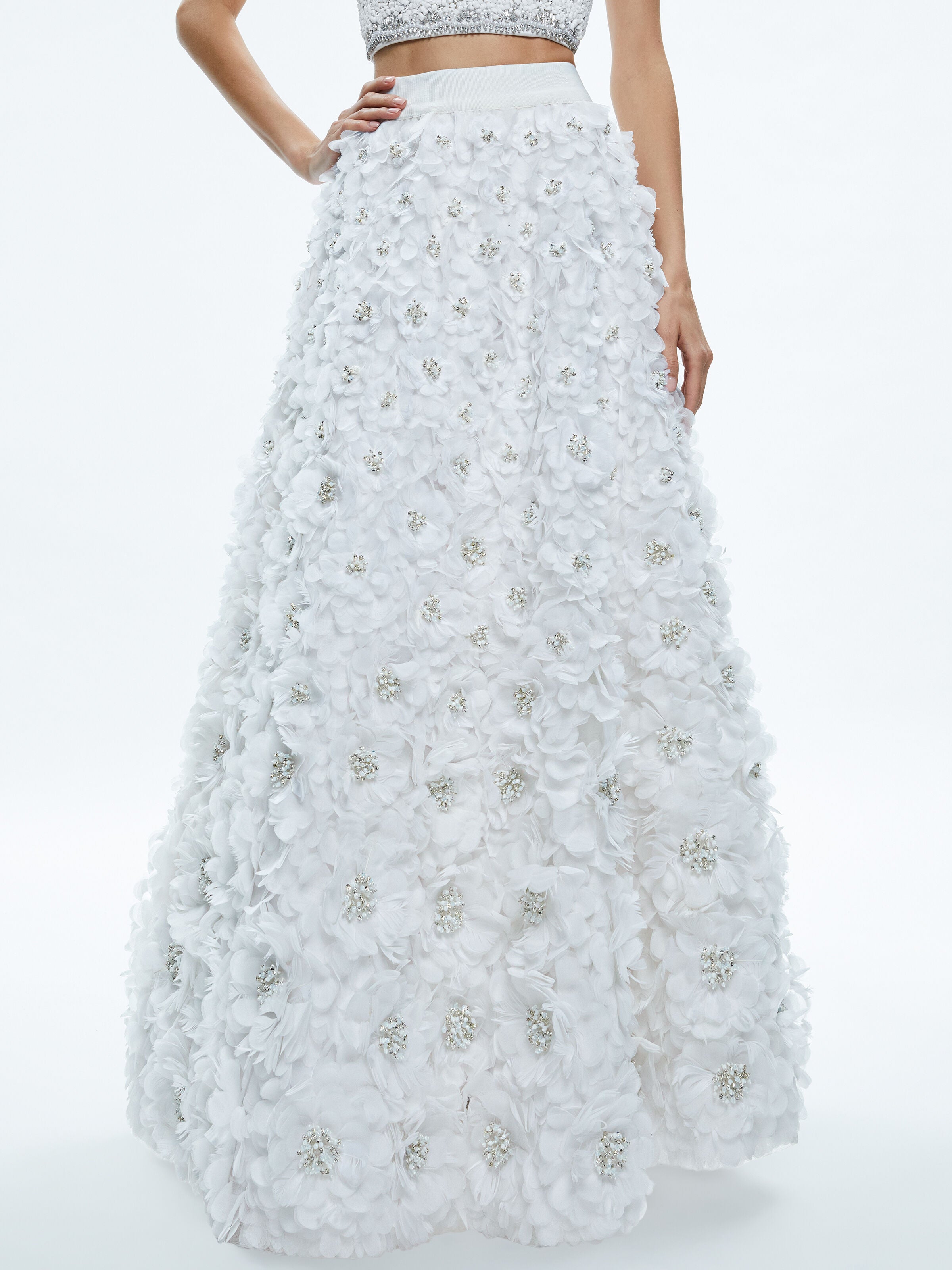 EARLA HIGH WAISTED FLORAL EMBELLISHED SKIRT