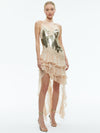 ROBE LONGUE MAXI À VOLANTS ASYMÉTRIQUE À SEQUINS NELIA-ALICE + OLIVIA