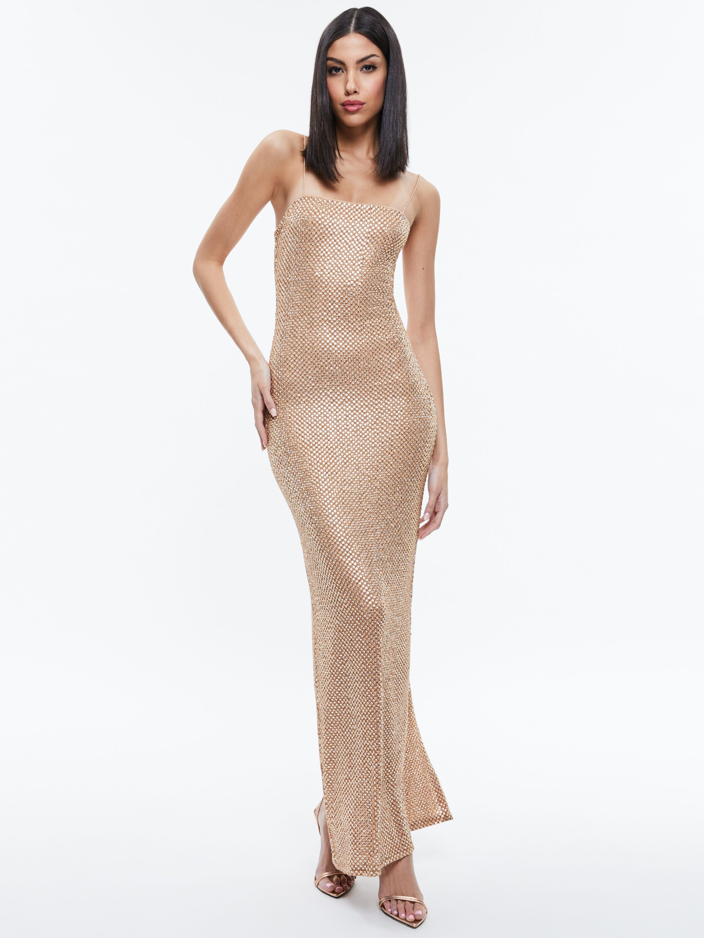 FIFI EMBELLISHED MAXI DRESS-TAN-ALICE + OLIVIA