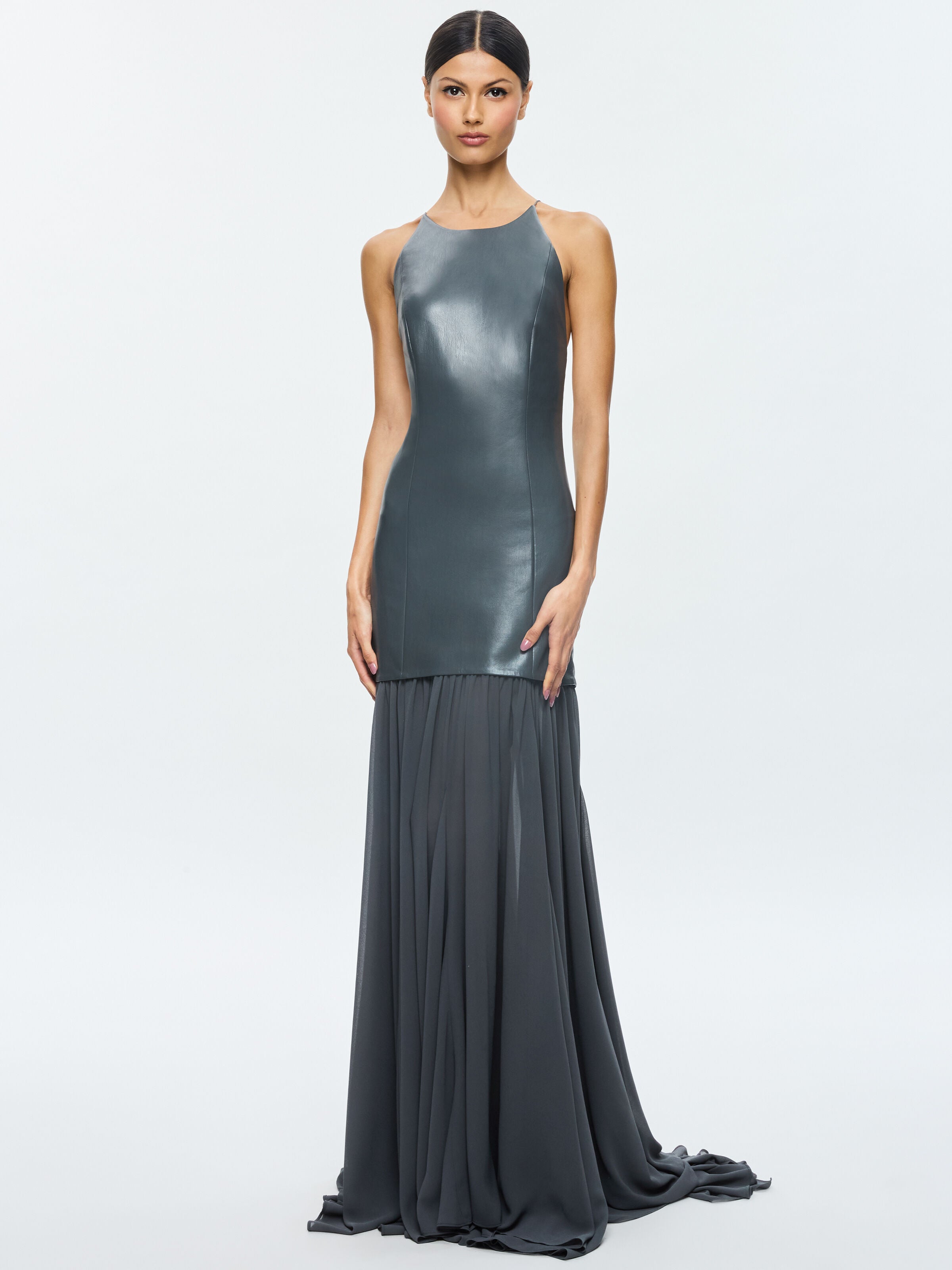 HIROKO OPEN BACK GOWN-CHARCOAL-ALICE + OLIVIA