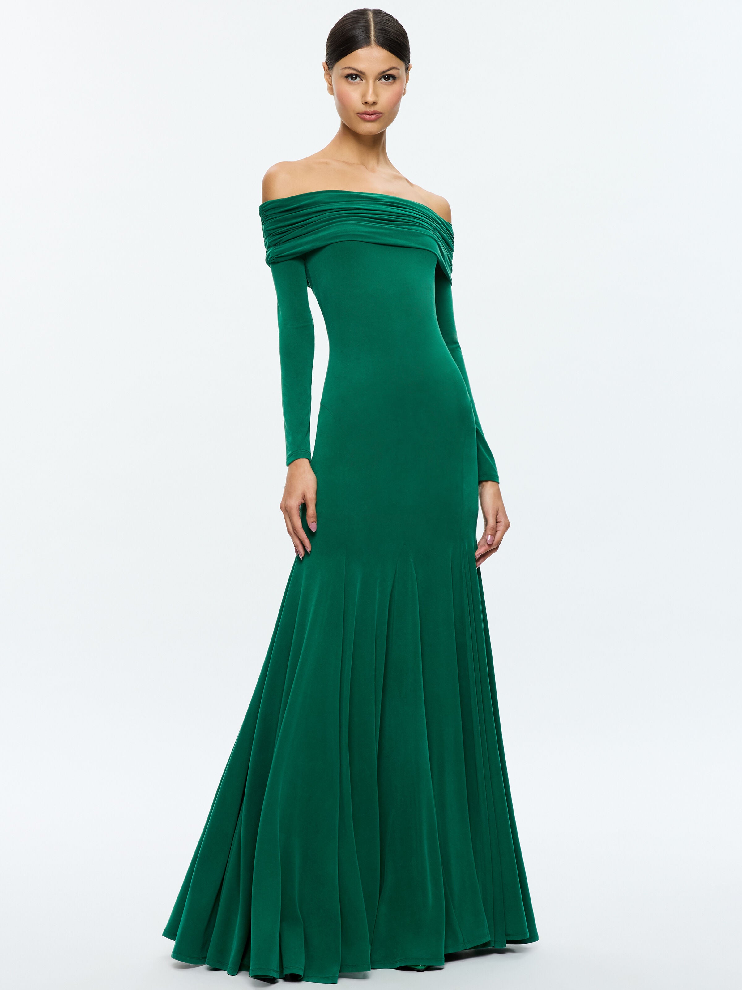 AUGUSTA MAXI DRESS-FOREST GREEN-ALICE + OLIVIA