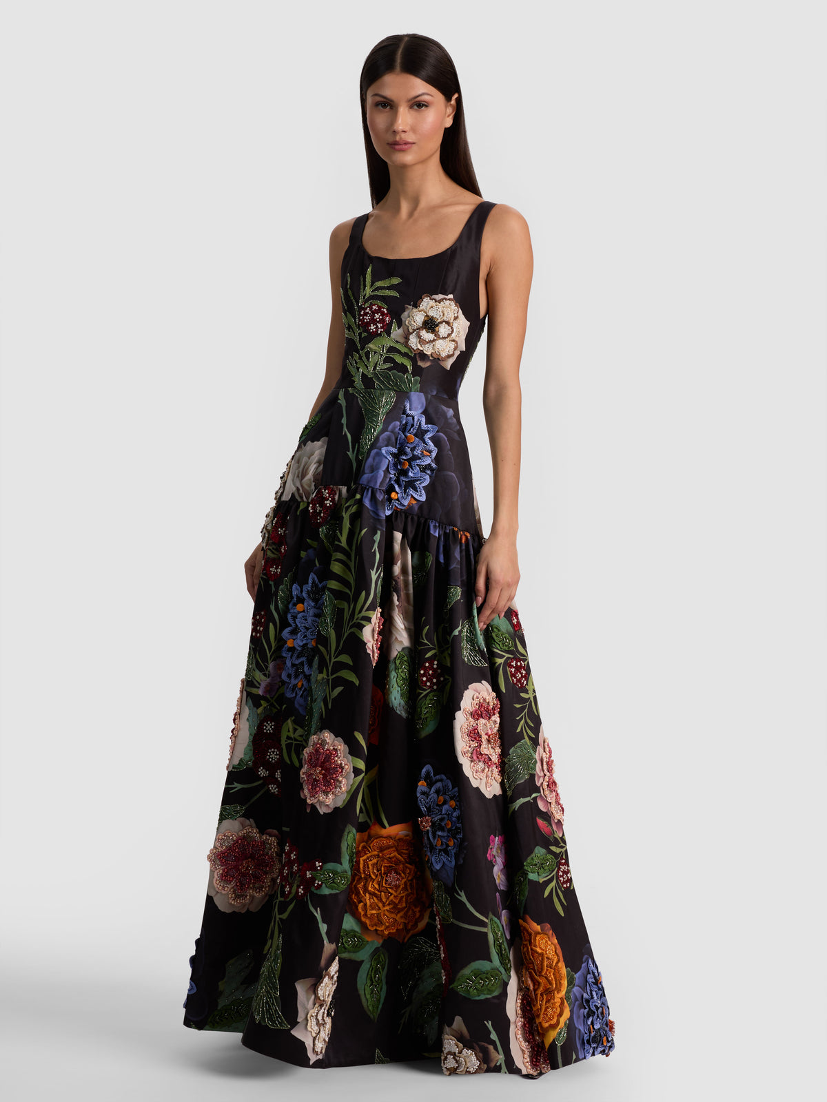 MAXINE EMBELLISHED GOWN - MAGIC GARDEN BLACK