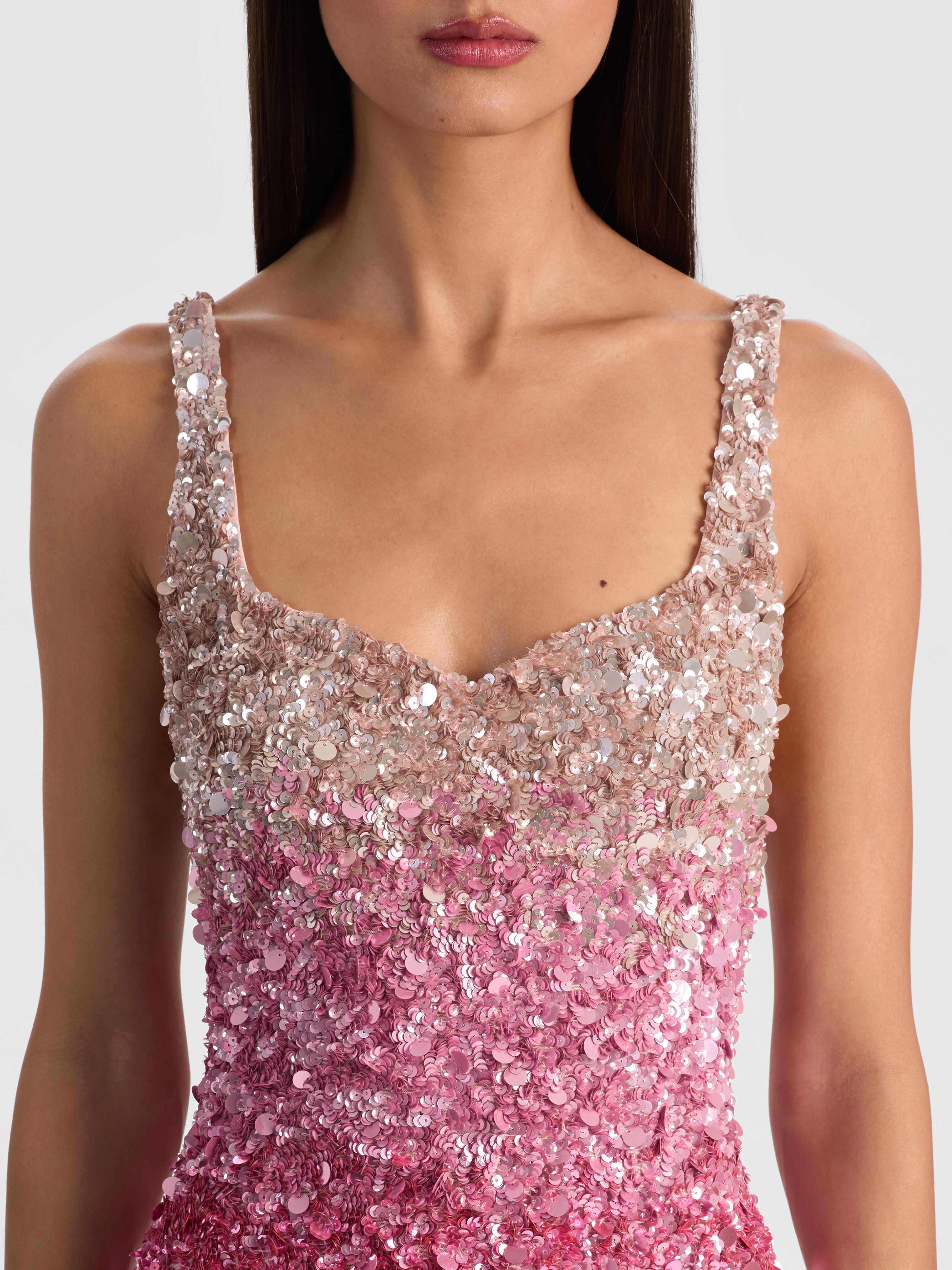 EVE EMBELLISHED MINI DRESS-ASCENDENT OMBRE DEEP PINK-ALICE + OLIVIA