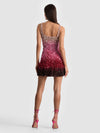 EVE EMBELLISHED MINI DRESS-ASCENDENT OMBRE DEEP PINK-ALICE + OLIVIA