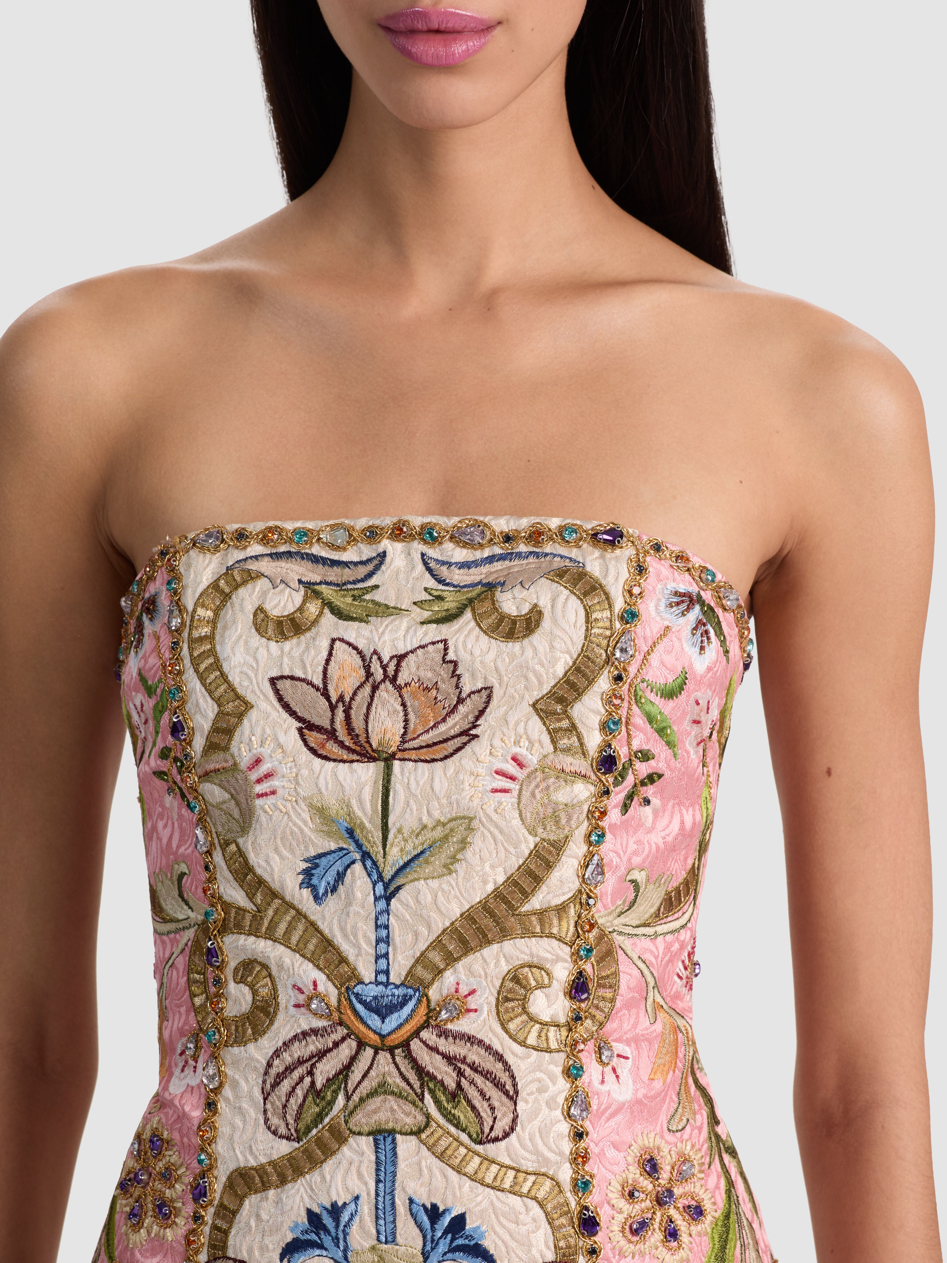 KATIA EMBROIDERED MINI DRESS-CHAMPAGNE/MULTI-ALICE + OLIVIA