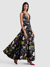 LILA STRUCTURED BALLGOWN-TWISTING VINES BLACK-ALICE + OLIVIA