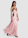SHELBA RUFFLED GOWN-BLACK/OFF WHITE-ALICE + OLIVIA