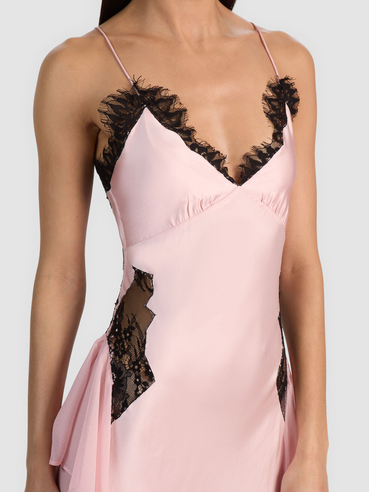 SHELBA RUFFLED GOWN - ENGLISH ROSE/BLACK