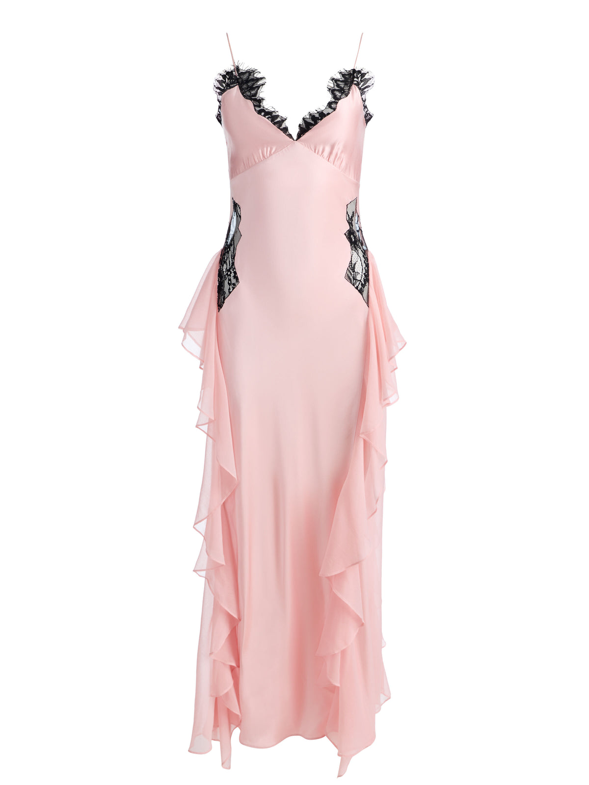 SHELBA RUFFLED GOWN - ENGLISH ROSE/BLACK