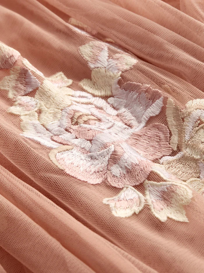 AZRIELLA EMBROIDERED MAXI GOWN CAPE-DEEP PEARL BLUSH MULTI-ALICE + OLIVIA