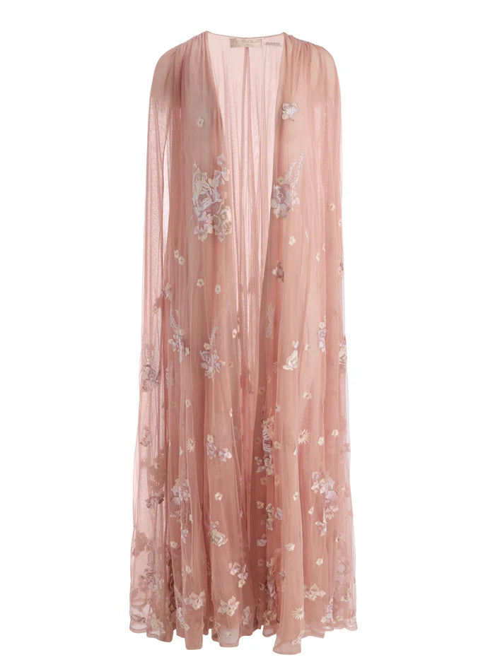 AZRIELLA EMBROIDERED MAXI GOWN CAPE-DEEP PEARL BLUSH MULTI-ALICE + OLIVIA
