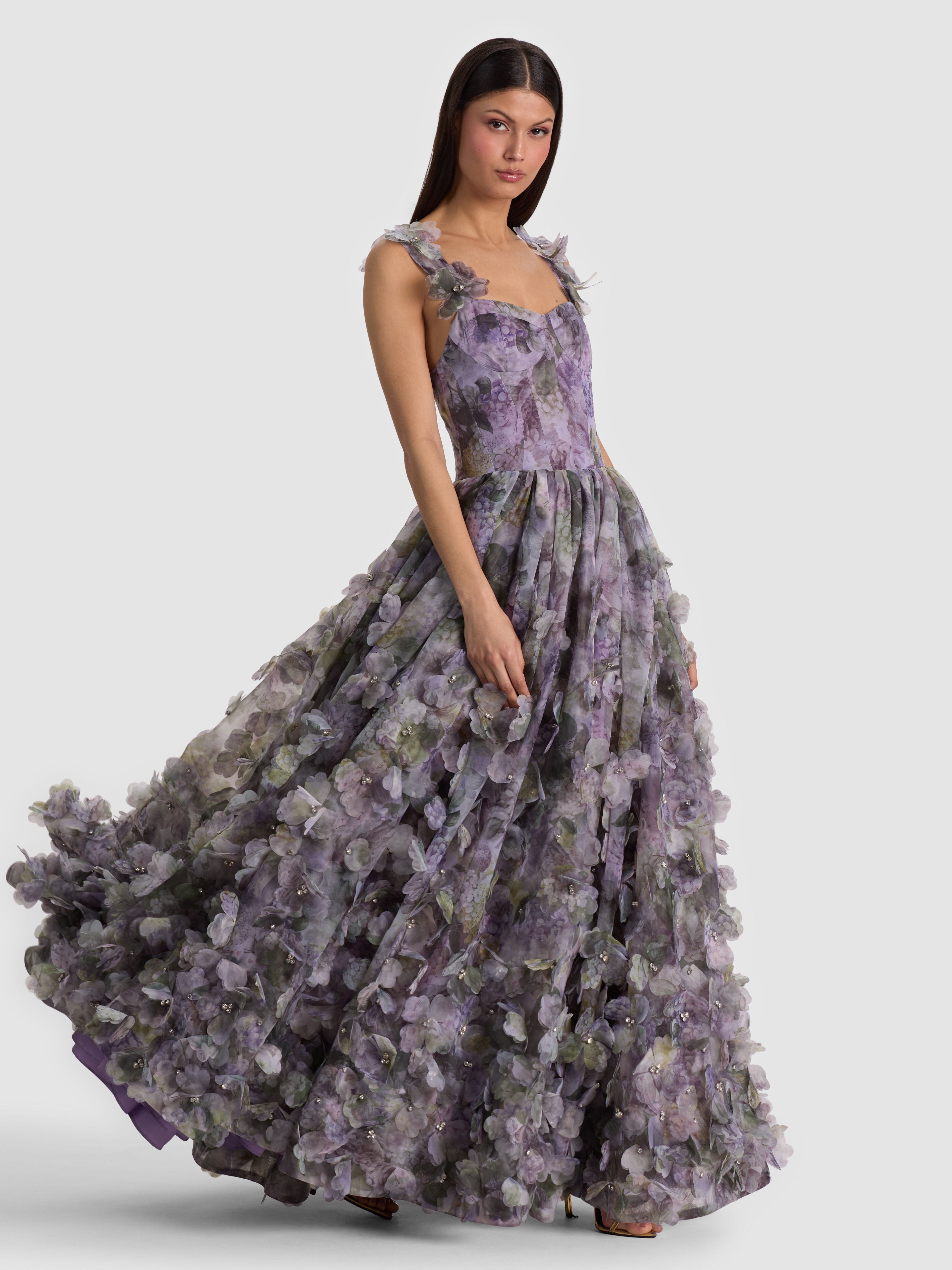 CALISSA EMBELLISHED BALLGOWN-SEA BREEZE LAVENDER-ALICE + OLIVIA