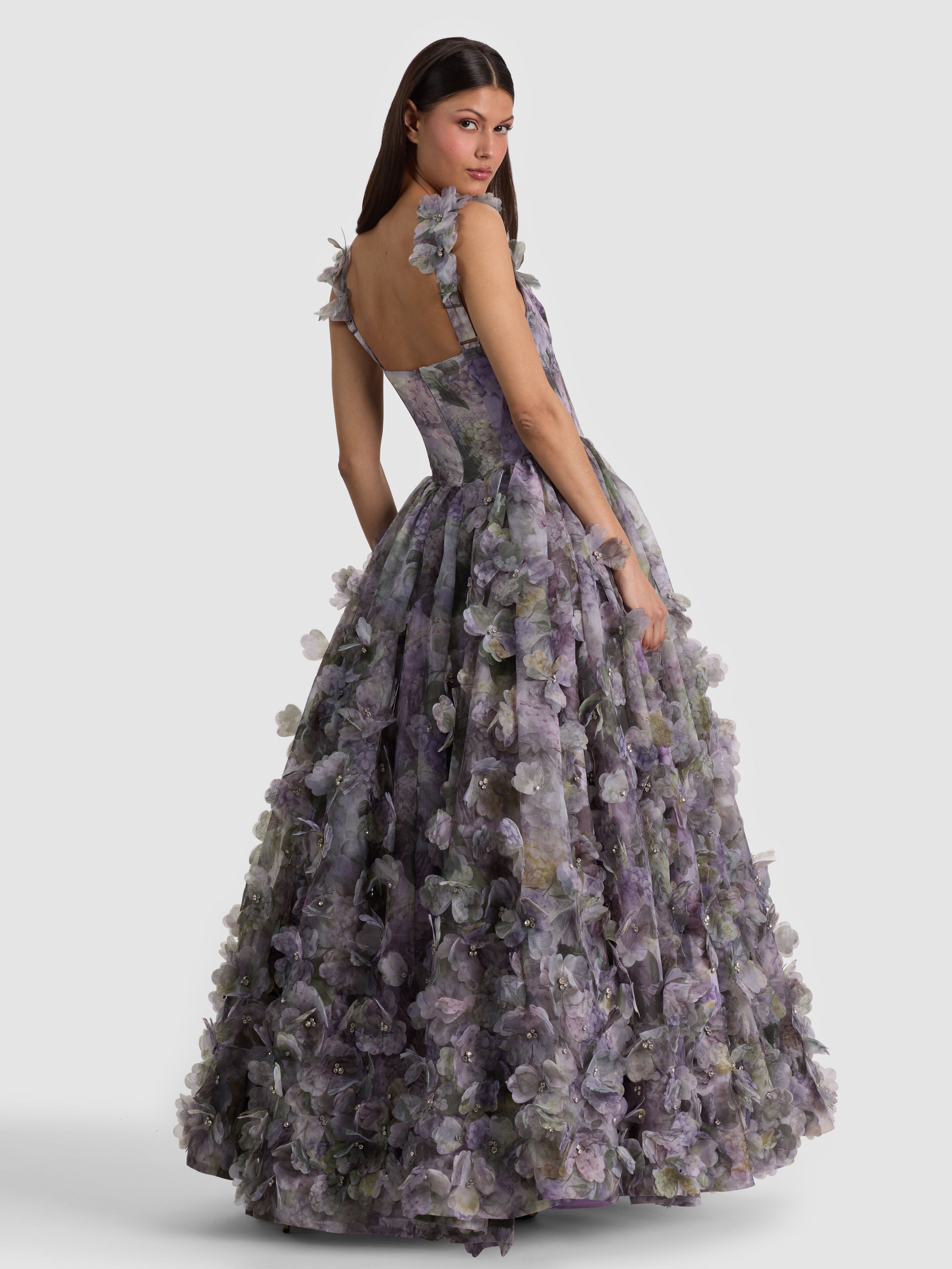CALISSA EMBELLISHED BALLGOWN-SEA BREEZE LAVENDER-ALICE + OLIVIA