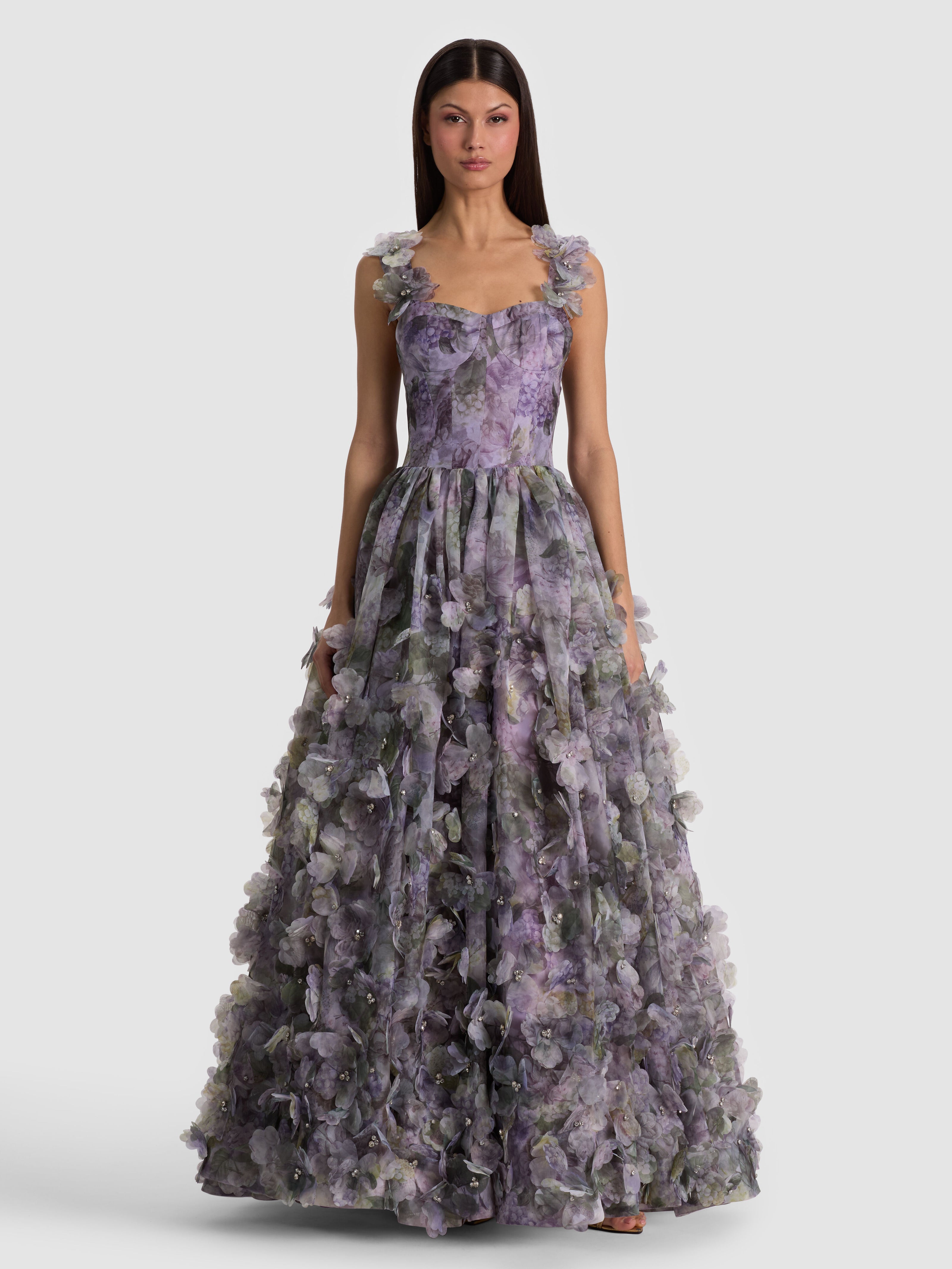 CALISSA EMBELLISHED BALLGOWN-SEA BREEZE LAVENDER-ALICE + OLIVIA
