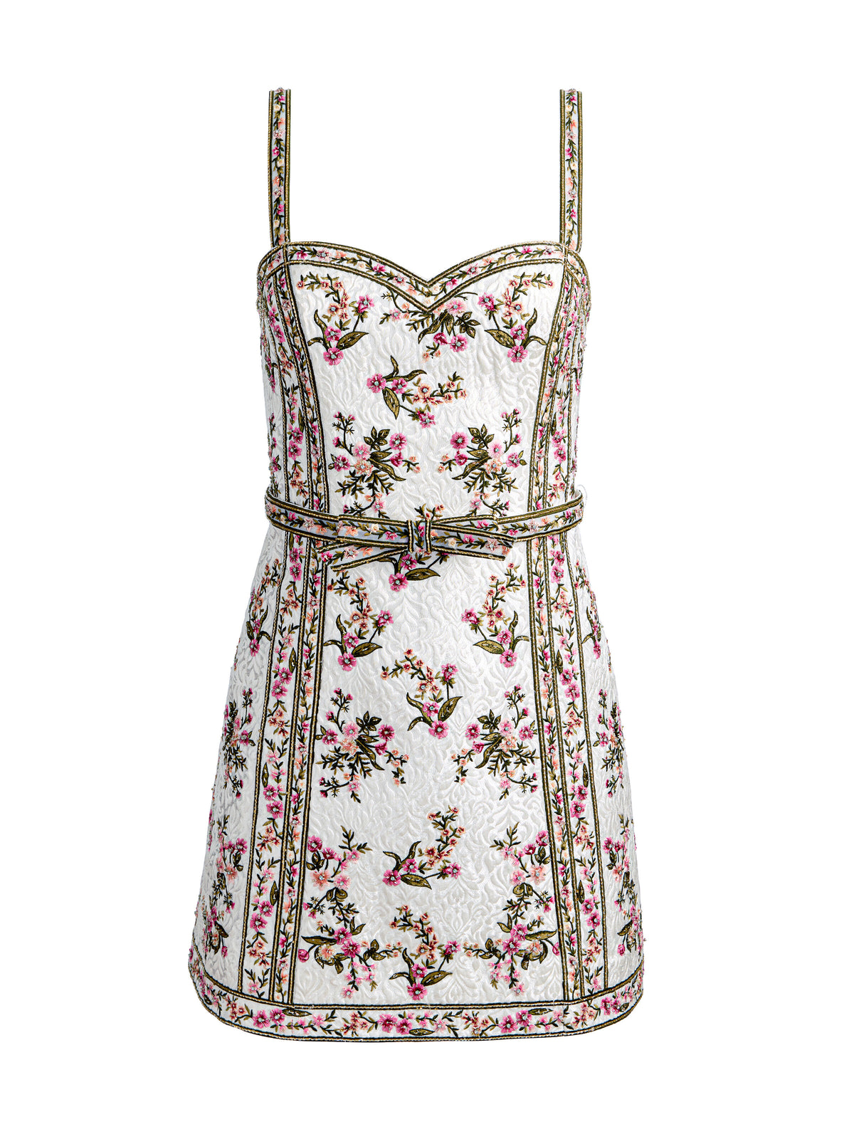 KATIA EMBELL EMBR SWEETHEART LANTERN MINI GOWN - OFF WHITE/MULTI