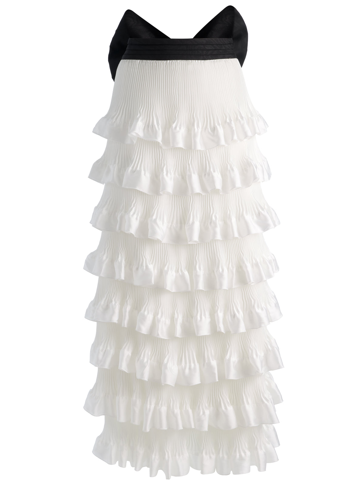 AVANA BOW BK ABITO LUNGO PLISSETTATO A STRATI - BIANCO SPORCO/NERO