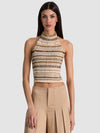 GATZ EMBELL MK NK OPEN BK CROP TOP-OATMEAL/MULTI-ALICE + OLIVIA