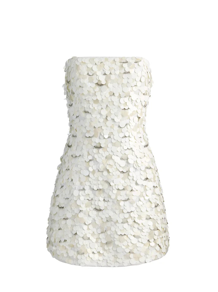 KATIA EMBROIDERED MINI GOWN - OFF WHITE MULTI