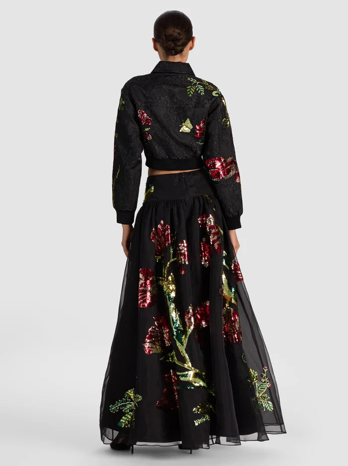 EDMOND EMBELLISHED VARSITY JACKET-SOFT TULIP BLACK-ALICE + OLIVIA