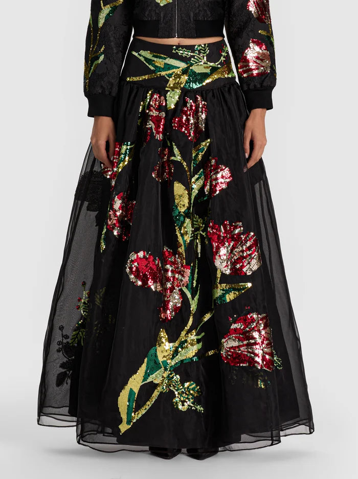 ORIANA EMBELL JUPE MAXI À TAILLE BASSE GOUTTE-ALICE + OLIVIA