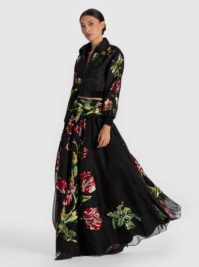 ORIANA EMBELLISHED GOWN SKIRT - SOFT TULIP BLACK