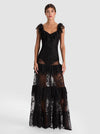 MYRNA LACE TIERED GOWN-Black-ALICE + OLIVIA