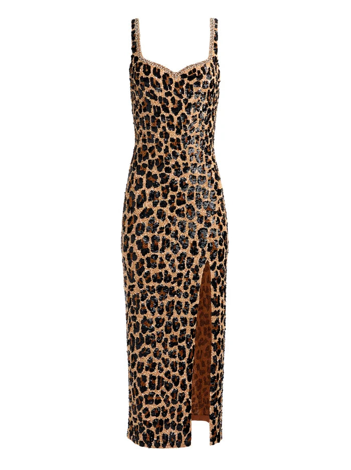 EVE EMBELLISHED MIDI GOWN-SPOTTED LEOPARD-ALICE + OLIVIA