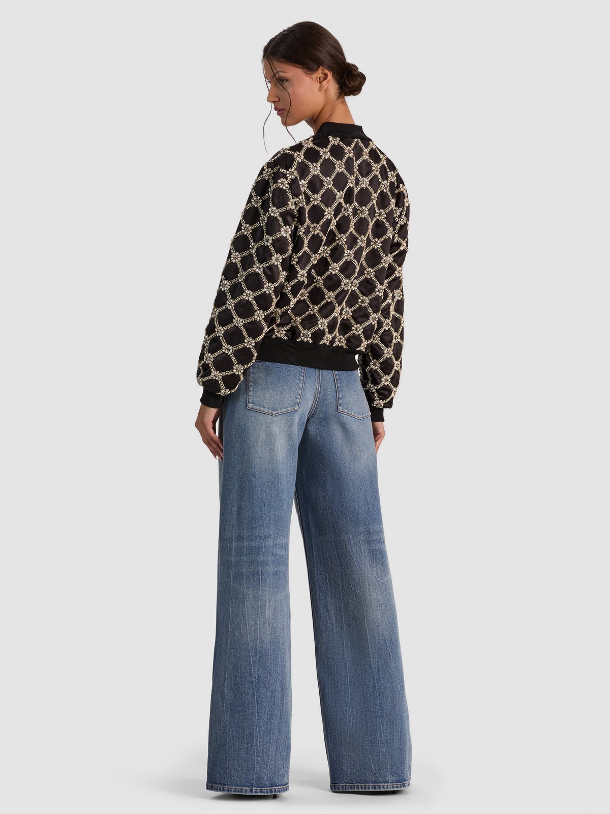 WILLIE EMBELLISHED BOMBER JACKET-BLACK/CLEAR CRYSTAL-ALICE + OLIVIA