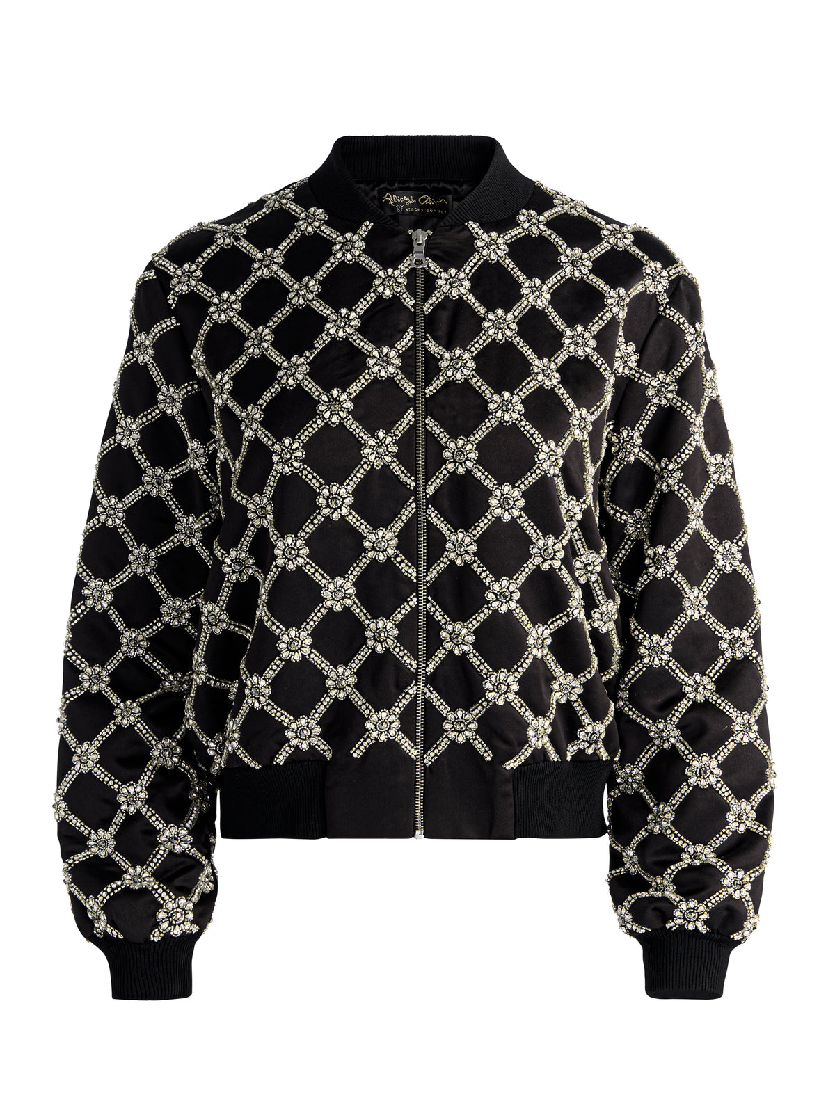 WILLIE EMBELLISHED BOMBER JACKET - BLACK/CLEAR CRYSTAL