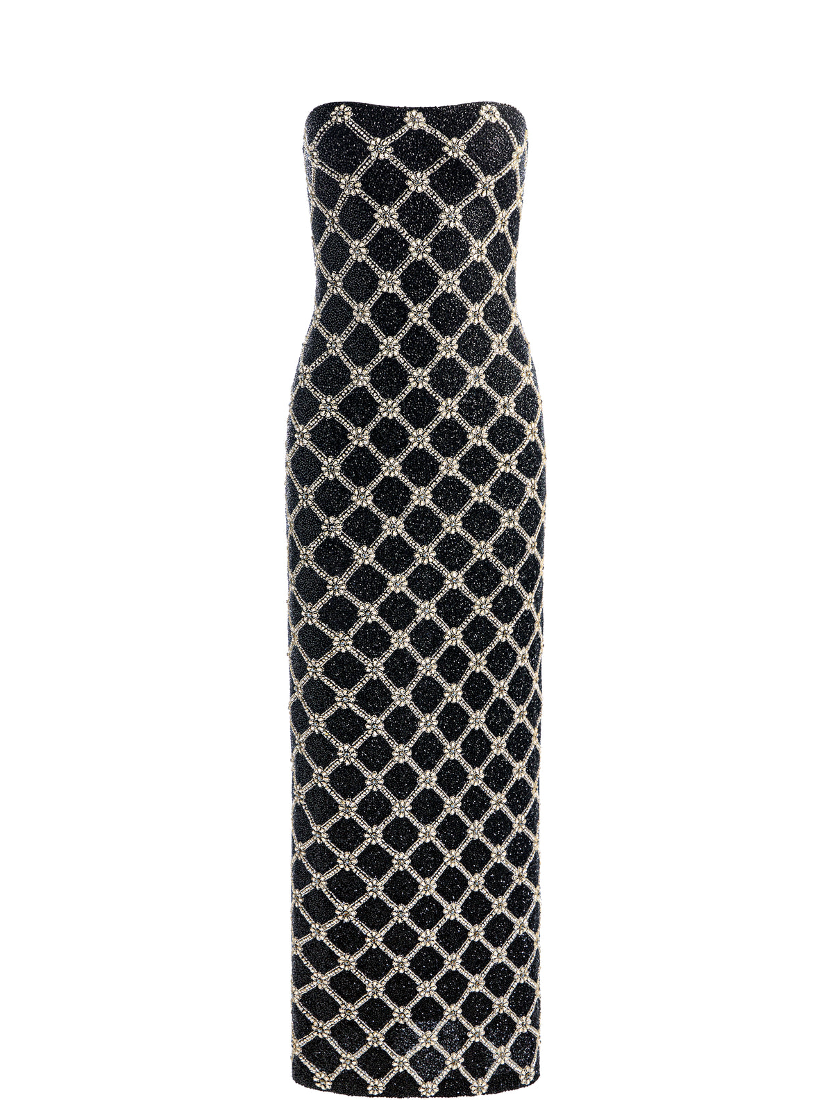 DELORA EMBELLISHED STRAPLESS GOWN - BLACK/SILVER