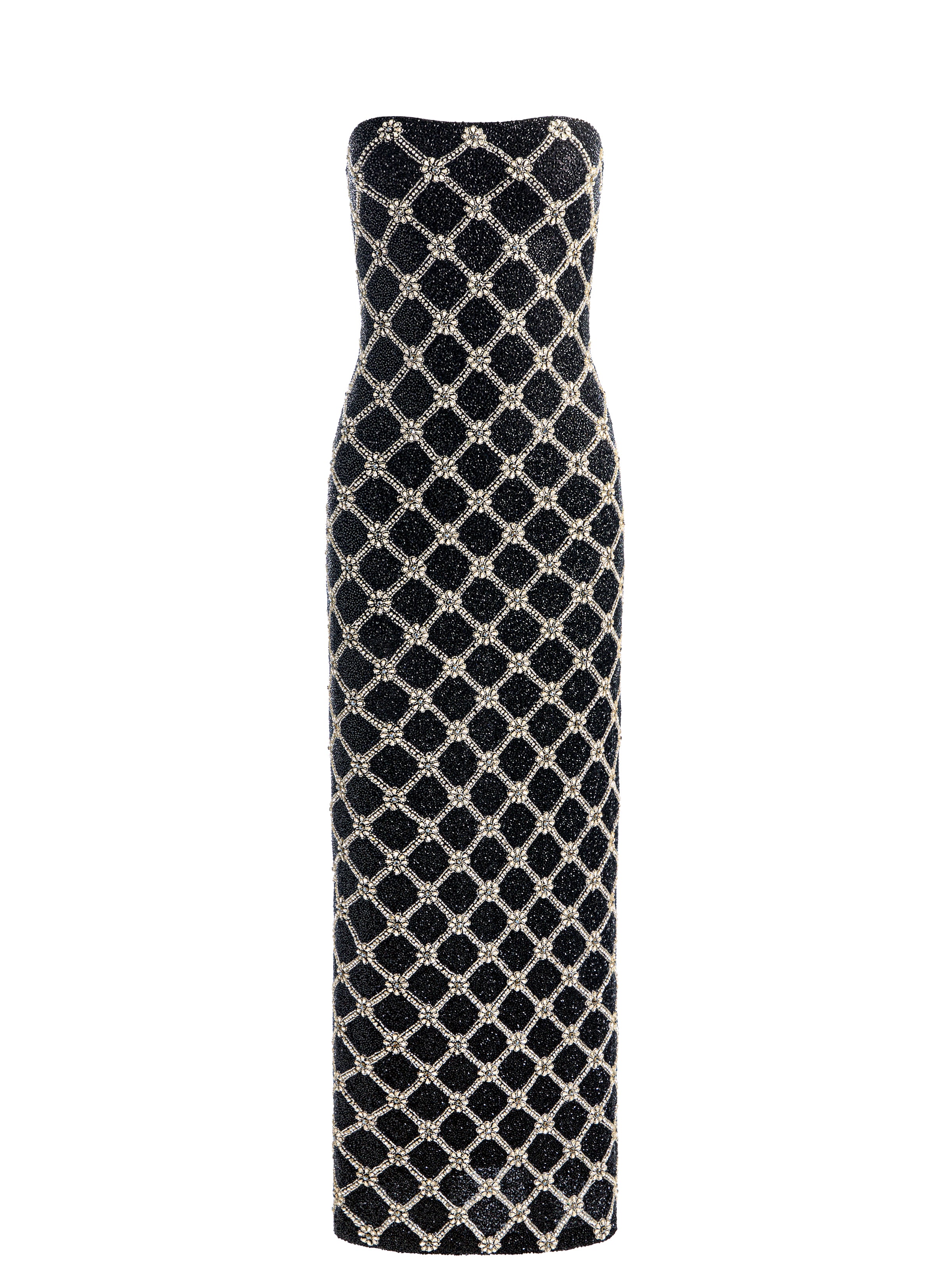DELORA EMBELLISHED STRAPLESS GOWN - BLACK/SILVER