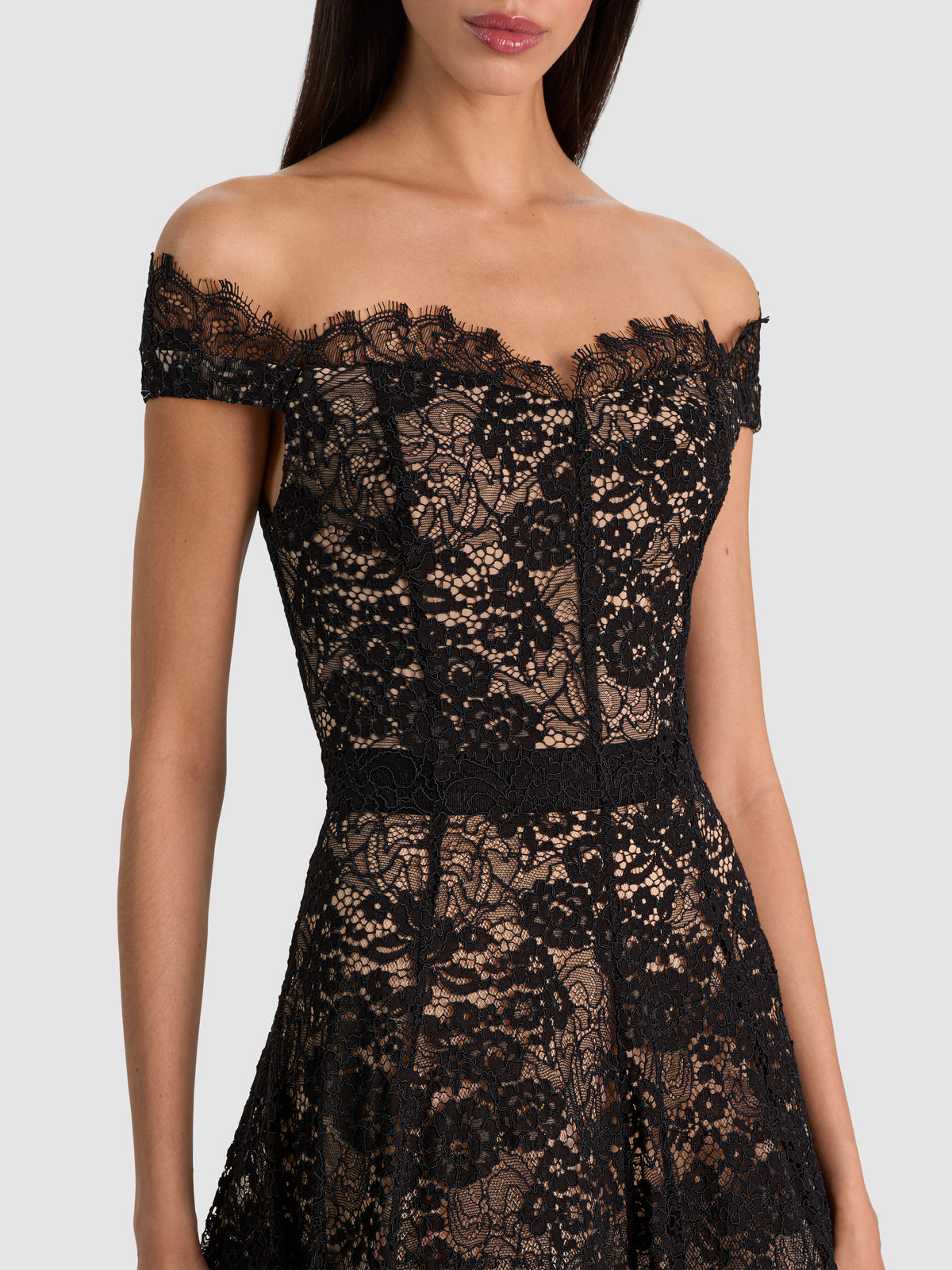 VIVIANA LACE GOWN-Black-ALICE + OLIVIA