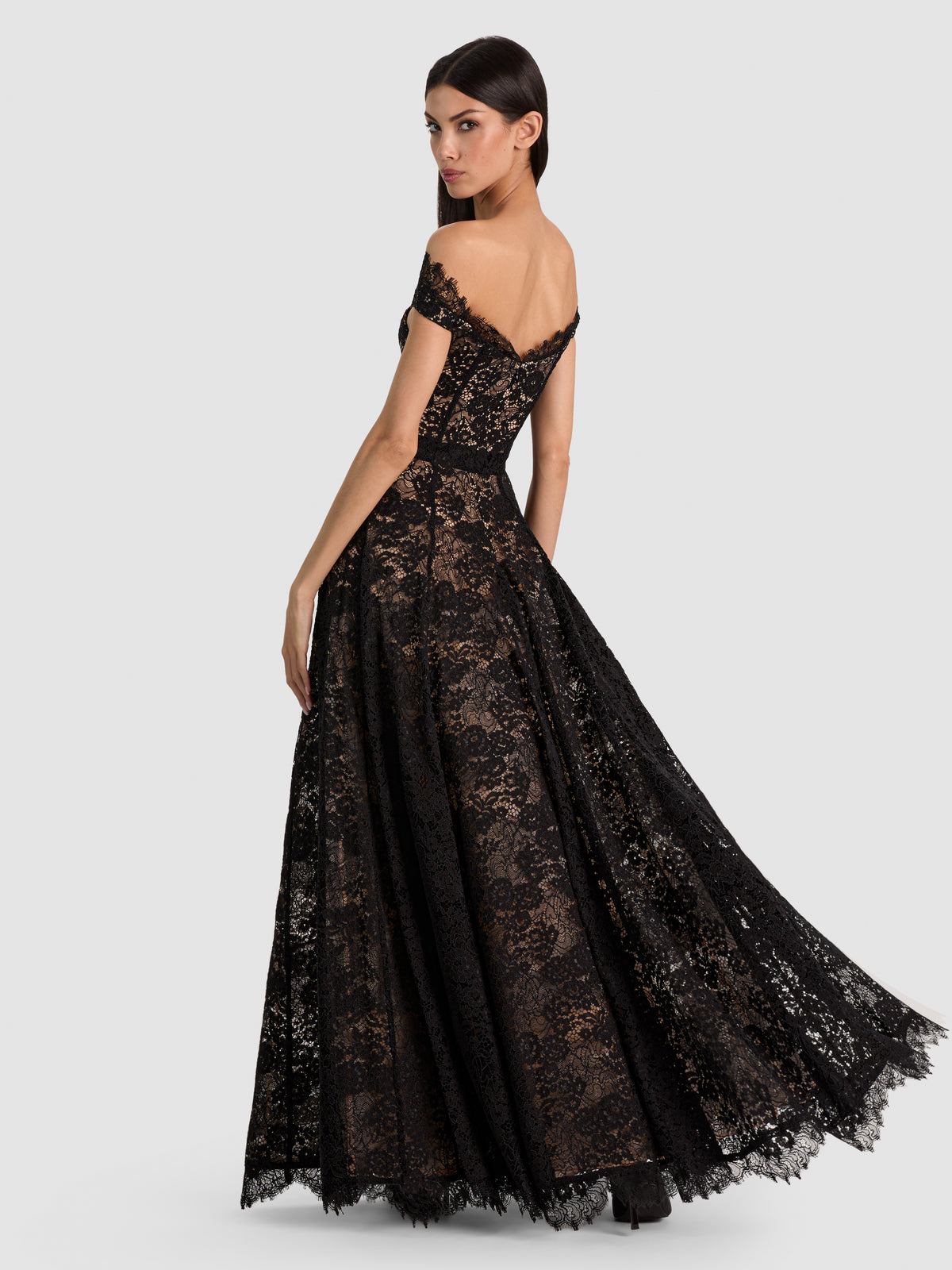 VIVIANA LACE GOWN-Black-ALICE + OLIVIA