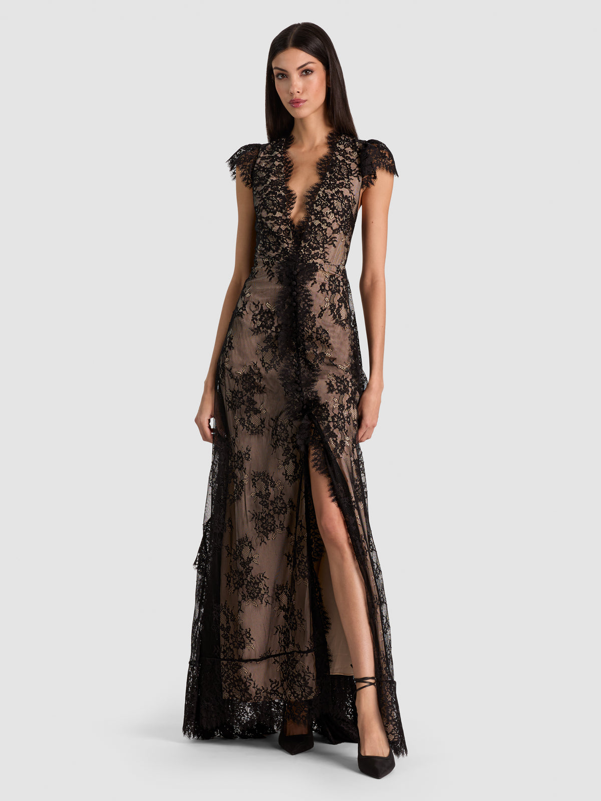 ROSEMARIE LACE GOWN - BLACK