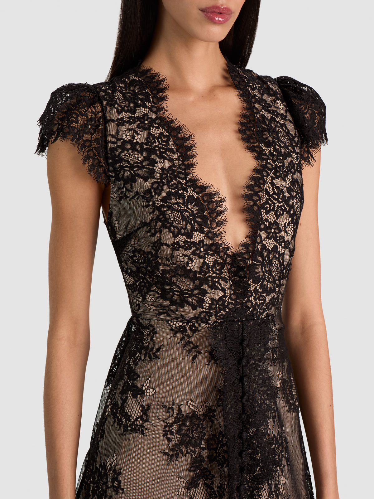 ROSEMARIE LACE GOWN-Black-ALICE + OLIVIA