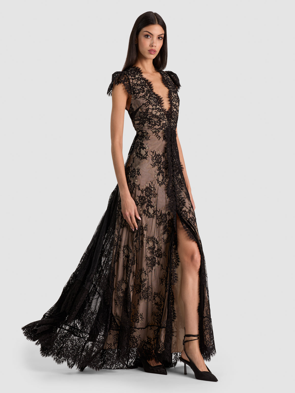 ROSEMARIE LACE GOWN-Black-ALICE + OLIVIA