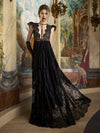 ROSEMARIE ABITO NERO A BALZE CON SCOLLO A V PROFONDO IN PIZZO-ALICE + OLIVIA