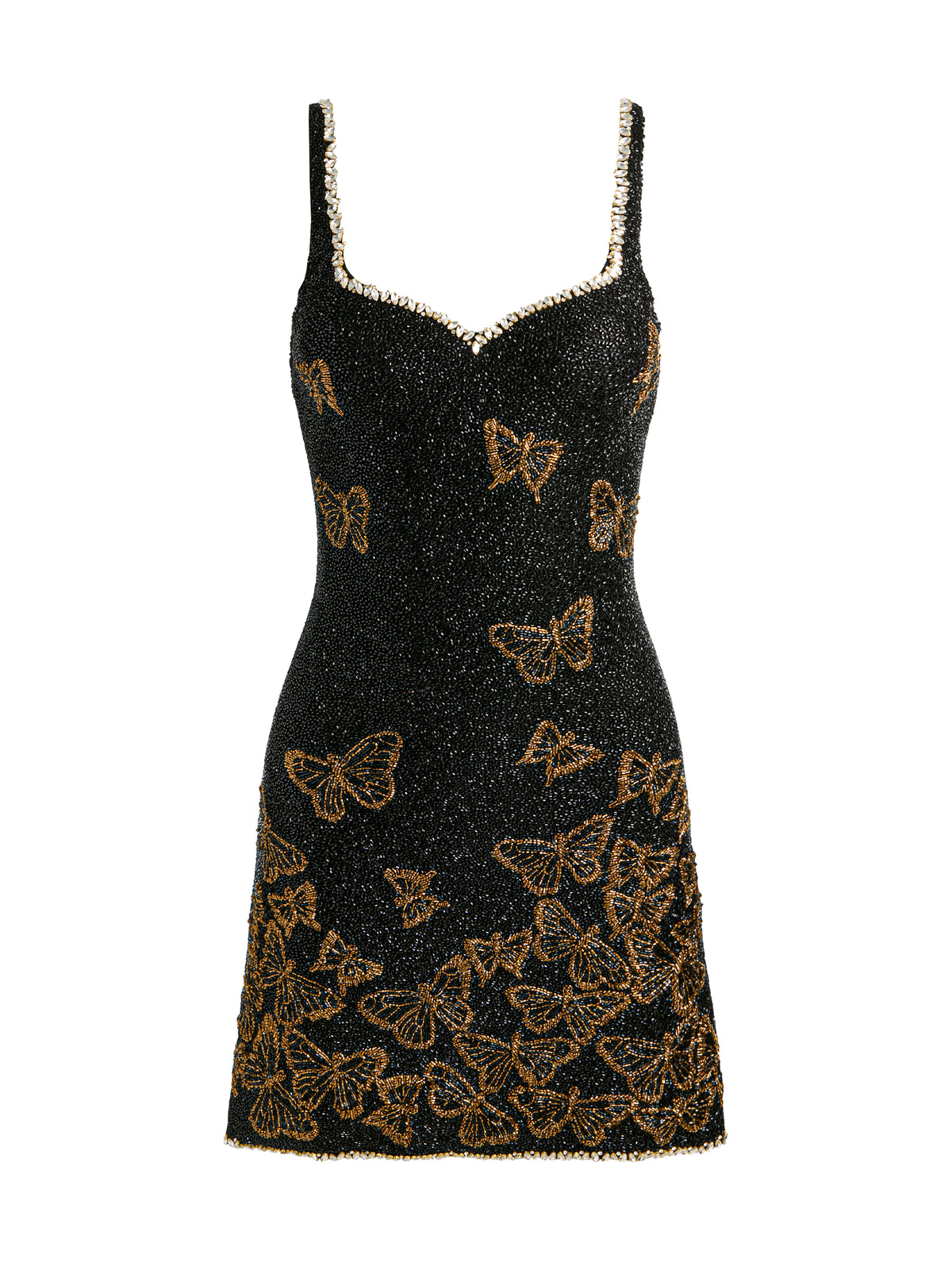 EVE EMBELLISHED SWEETHEART MINI DRESS - BLACK/GOLD