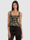 LILIANNA EMBELLISHED CORSET TOP-BLACK/MULTI-ALICE + OLIVIA