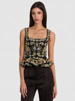 LILIANNA EMBELLISHED CORSET TOP - BLACK/MULTI
