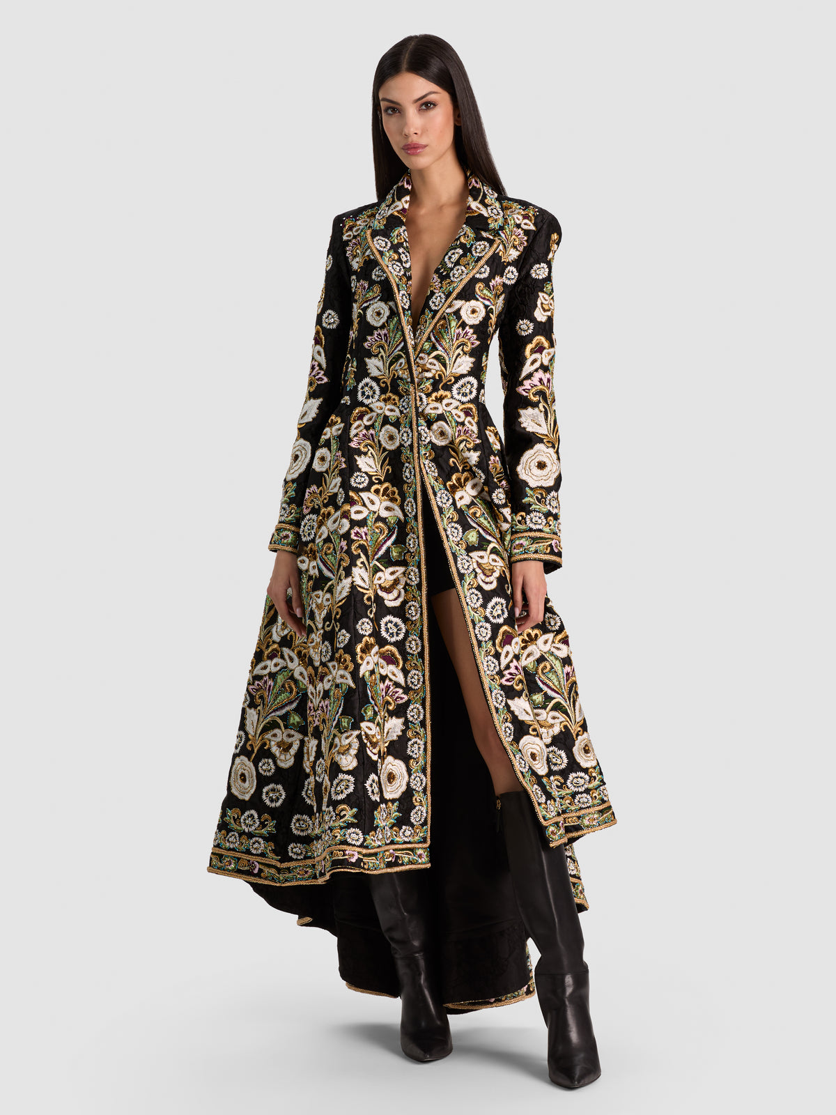 CHESHIRE EMBELLISHED COAT-BLACK/MULTI-ALICE + OLIVIA